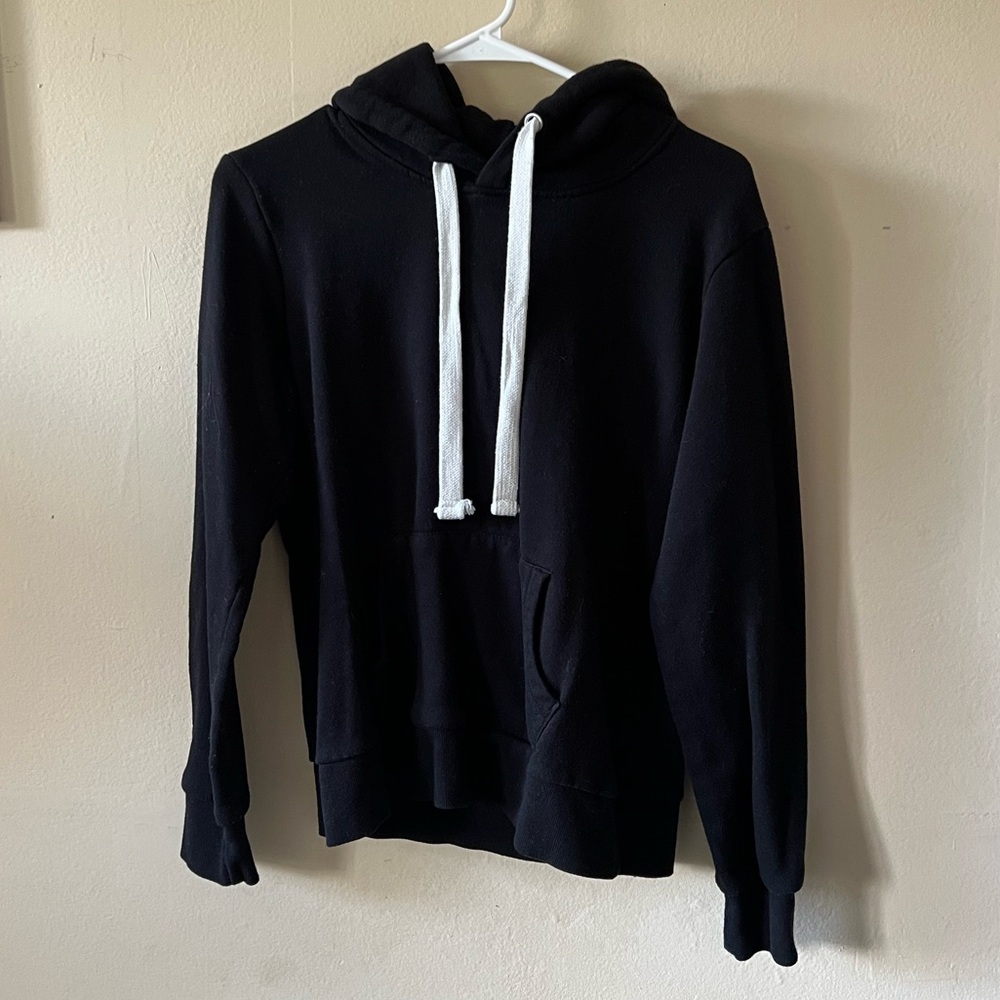 Women’s Black Hoodie with White Drawstrings